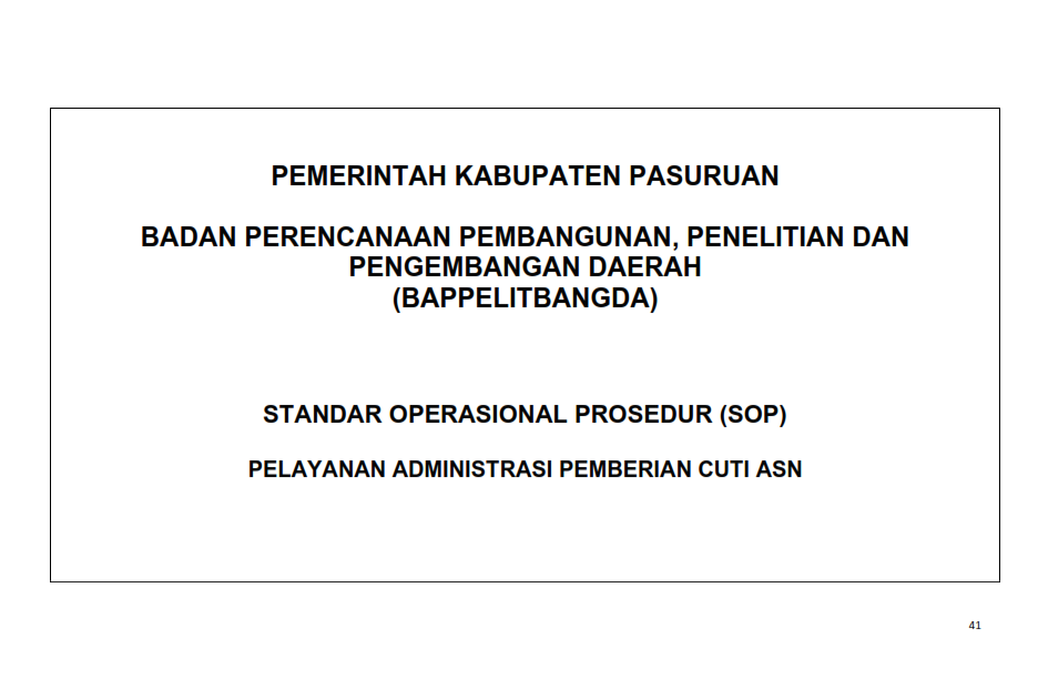 STANDAR OPERASIONAL PROSEDUR - BAPPELITBANGDA Kabupaten Pasuruan